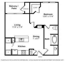 1 bed, 1 bath, 625 sqft, $2,660