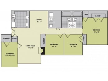 3 beds, 2 baths, 1,300 sqft, $1,596