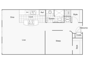 1 bed, 1 bath, 815 sqft, $1,307