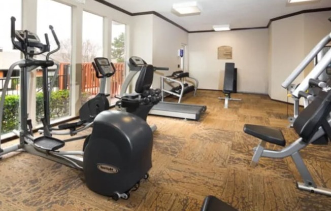 24-Hour Fitness Center with Cardio Machines, Treadmill, and Weight Machines