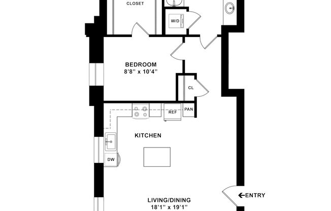 1 bed, 1 bath, 703 sqft, $2,515, Unit O-0107