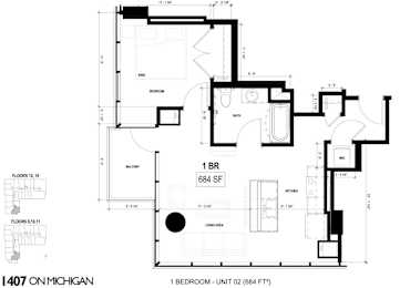 1 bed, 1 bath, 684 sqft, $2,619