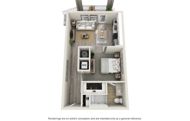 Studio, 1 bath, 630 sqft, $1,329