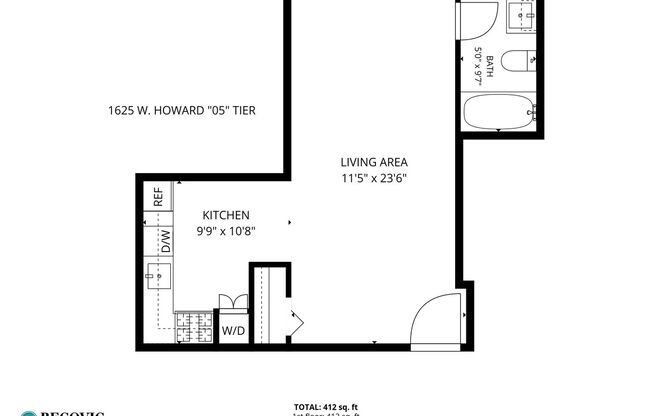 Studio, 1 bath, 412 sqft, $1,550, Unit 305