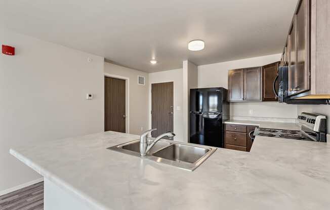 kitchen with black appliances