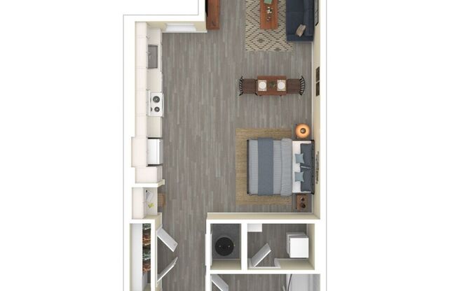 Studio, 1 bath, 624 sqft, $1,383