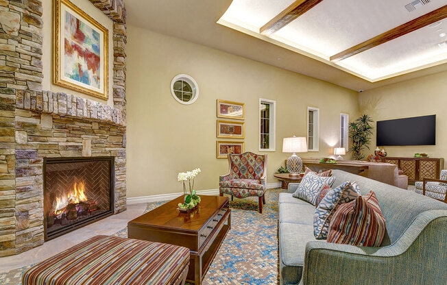 Clubhouse with Fireplace at Avino in San Diego, CA 92130
