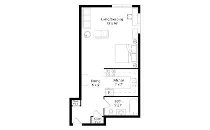 Studio, 1 bath, 350 sqft, $1,160