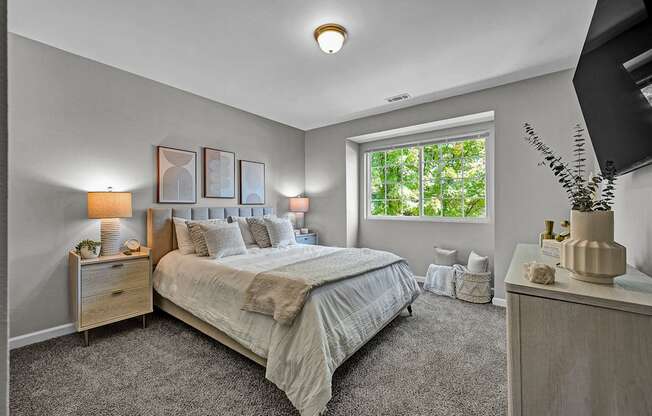 Large Bedroom with Overhead Lighting
