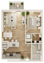 1 bed, 1 bath, 672 sqft, $1,542