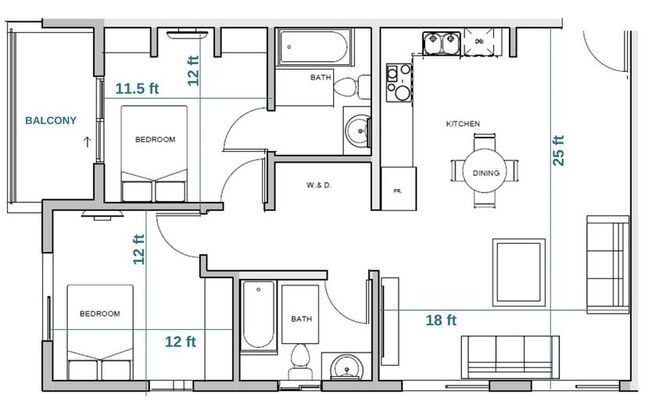 2 beds, 2 baths, 865 sqft, $2,745, Unit 508