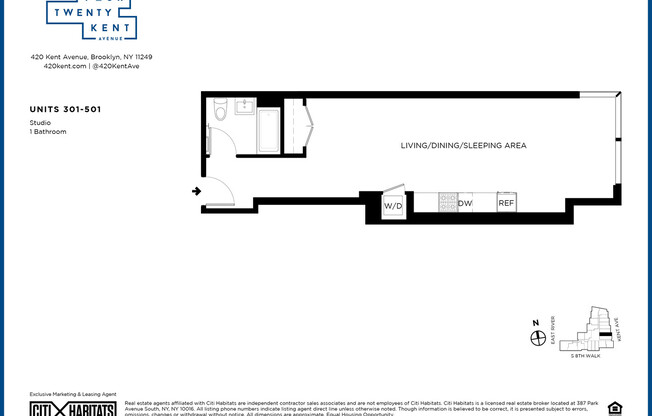 Studio, 1 bath, $3,725, Unit 401N