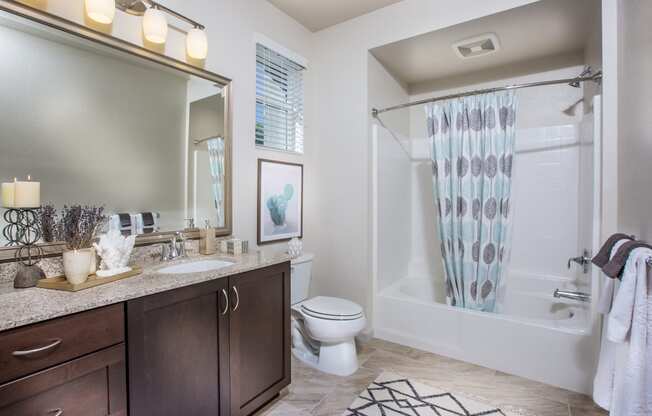furnished bathroom with garden style tub at Capriana at Chino Hills, Chino Hills, CA, 91709
