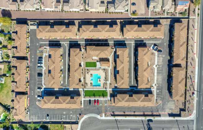 Aerial view at San Vicente Townhomes in Phoenix AZ