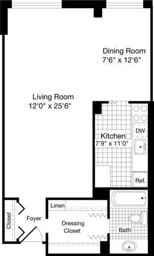 Studio, 1 bath, 630 sqft, $1,530, Unit 0216