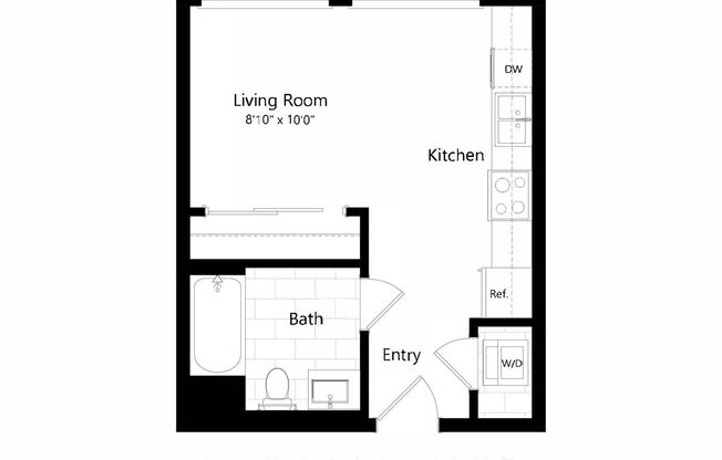 Studio, 1 bath, 425 sqft, $2,495