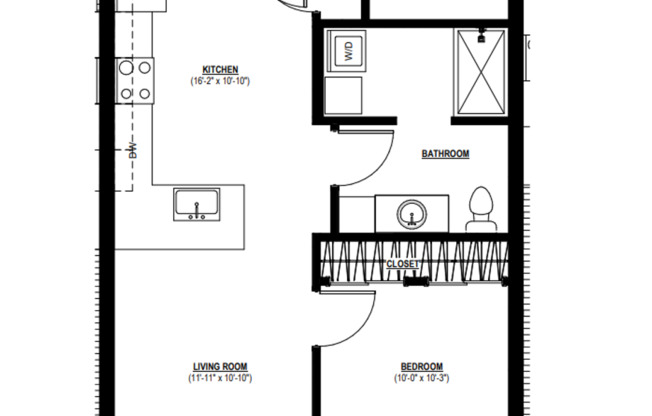 1 bed, 1 bath, 644 sqft, $1,050, Unit #505