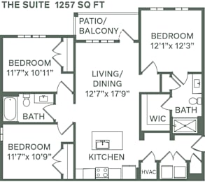 3 beds, 2 baths, 1,257 sqft, $2,340