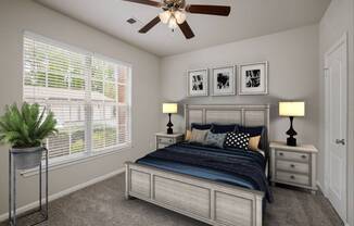 Bedroom Feels Large and Spacious with Impressive 9 Foot Ceilings and Large Walk-In Closet at Cambridge Square Apartments, Overland Park, KS 66211