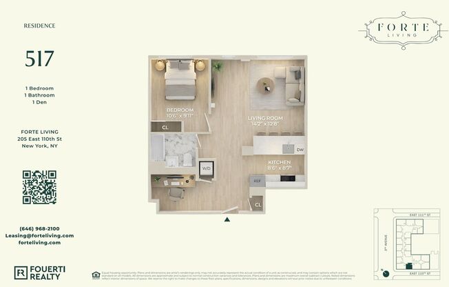 Forte Living - APT. 1402 | 2 BDR, 2 BR | 906 Sq Ft | Forte Living | East Harlem