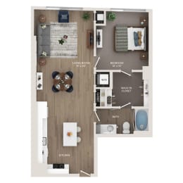 1 bed, 1 bath, 942 sqft, $2,274