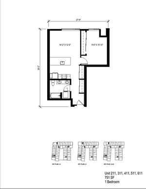 1 bed, 1 bath, 751 sqft, $2,224