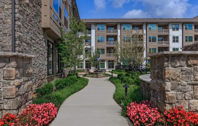 Lush Green Courtyard With Walking Paths at Berewick Pointe in North Carolina Rentals