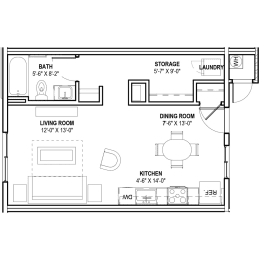 Studio, 1 bath, 468 sqft, $1,299