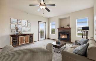 Living Room with Ceiling Fan