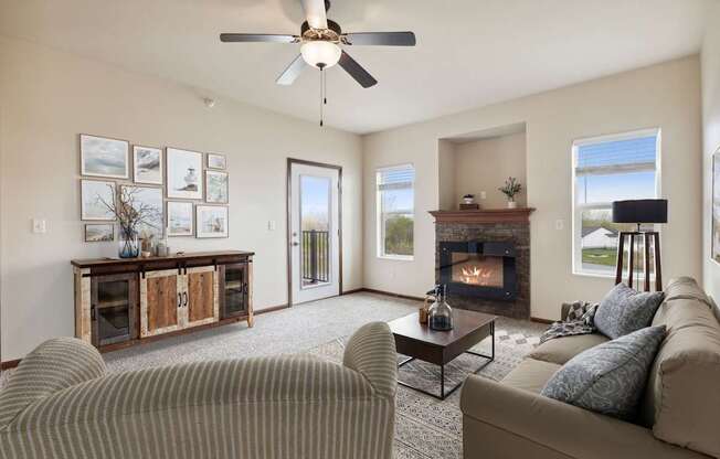 Living Room with Ceiling Fan