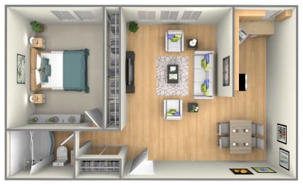 1 Bed Floor Plan at Enclave West Hartford / Parc West, West Hartford, CT, 06110