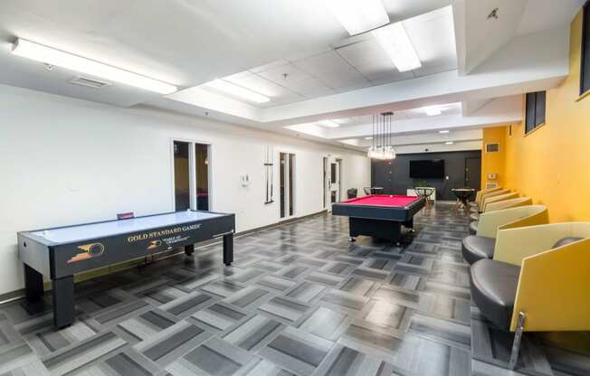 Clubhouse With Billiards Table at Royal Worcester Apartments, Worcester, MA