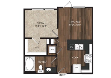 1 bed, 1 bath, 672 sqft, $2,752