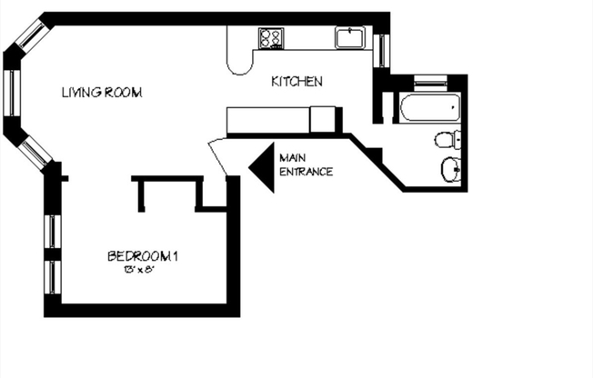 1 bed, 1 bath, 500 sqft, $3,200, Unit 9