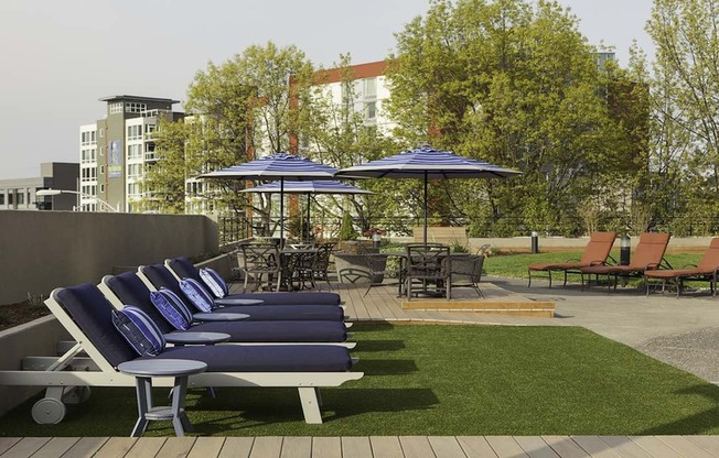 Take in some sun on the rooftop atop our lounge chairs