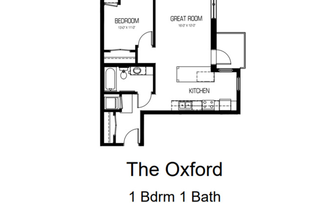 1 bed, 1 bath, 612 sqft, $1,515, Unit 117 - Oxford