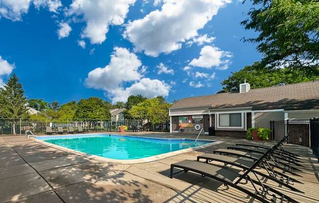 Sparkling pool at Park Lane Apartments in Southfield