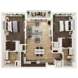 2 beds, 2 baths, 1,040 sqft, $1,734