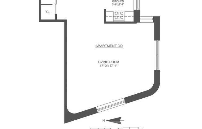 Studio, 1 bath, 540 sqft, $4,995, Unit 7DD