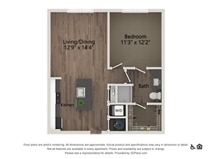 1 bed, 1 bath, 675 sqft, $1,480
