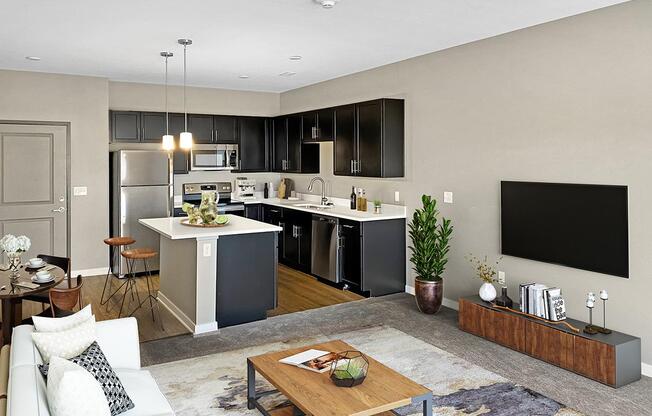 a living room filled with furniture and a flat screen tv