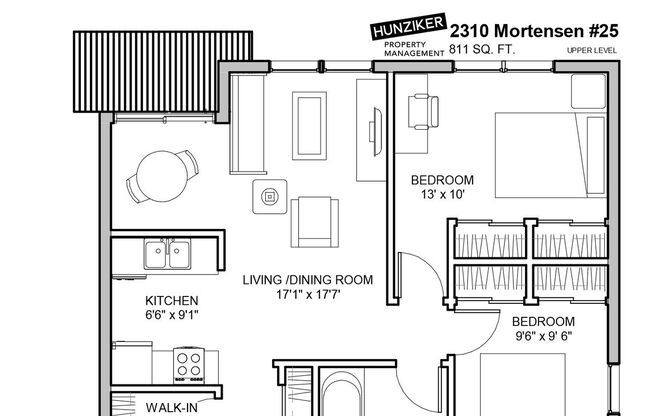 2 beds, 1 bath, 811 sqft, $875, Unit 25