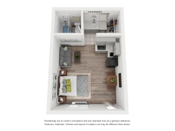 a floor plan of a 1 bedroom apartment