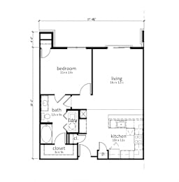 1 bed, 1 bath, 823 sqft, $1,392