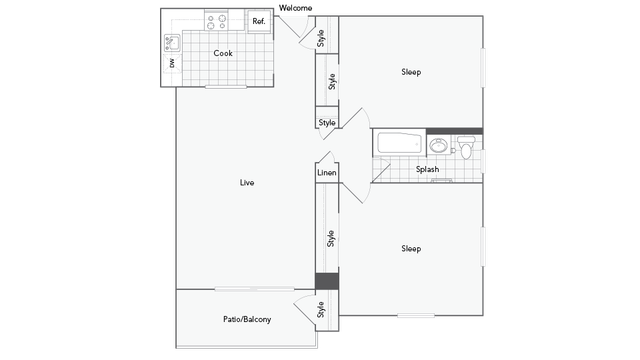 2 beds, 1 bath, 895 sqft, $2,539