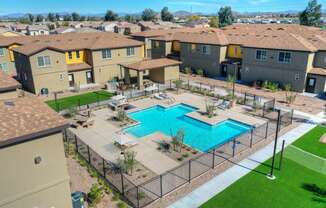 Aerial View Of The Pool Area at San Vicente Townhomes in Phoenix AZ