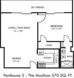 1 bed, 1 bath, 529 sqft, $1,679