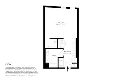 Studio, 1 bath, 641 sqft, $1,685