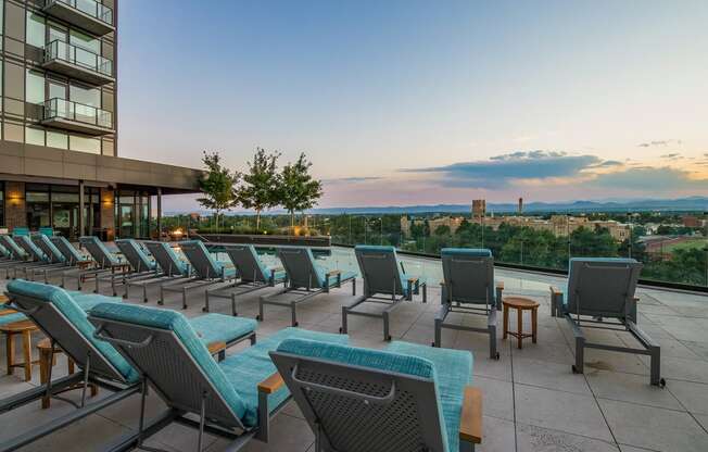Relaxing Sundeck Around Pool at 1000 Speer by Windsor, Denver, CO