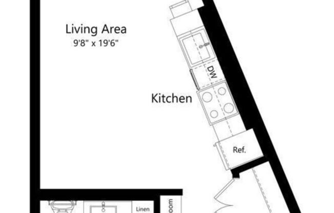 Studio, 1 bath, 425 sqft, $1,328